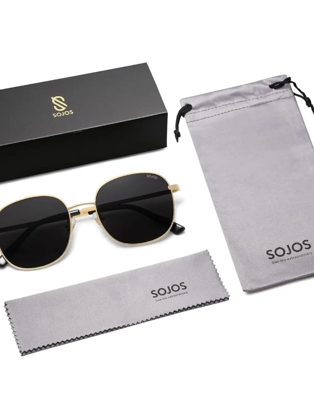 Fashionable Polarized Square Sunglasses for Men & Women – SJ1137 Gold Shades